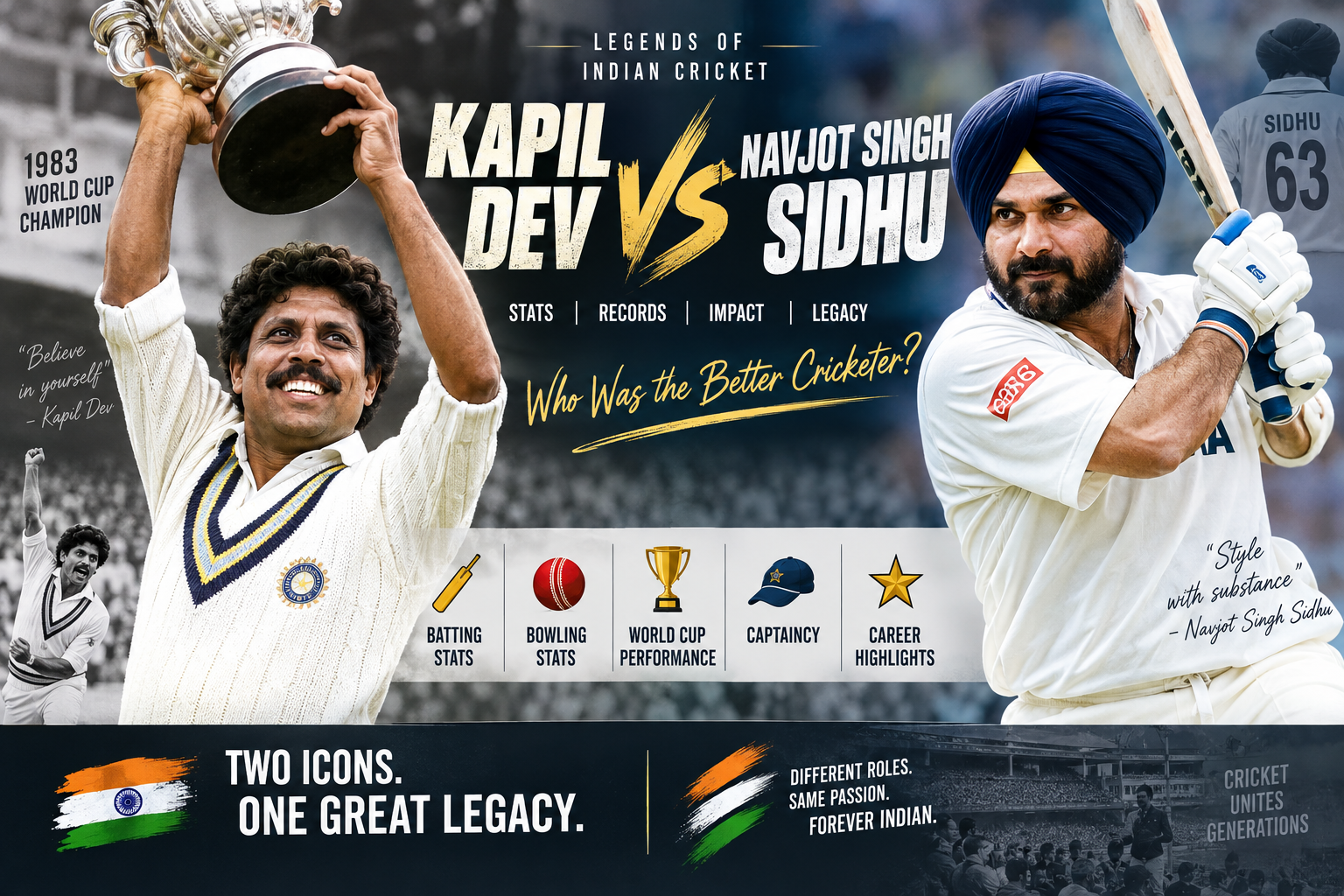 Kapil Dev vs Navjot Singh Sidhu cricket player comparison